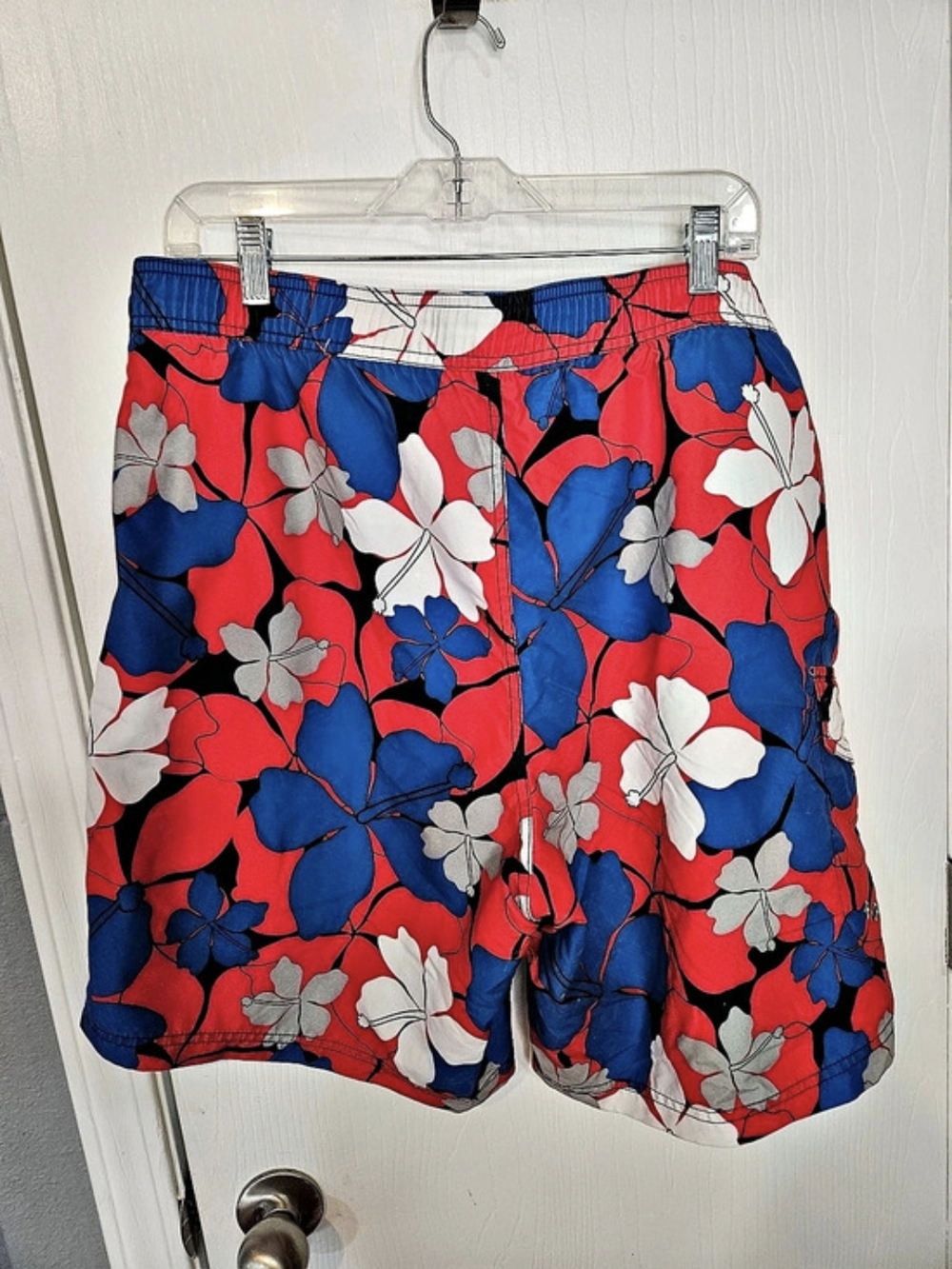 Nautica Floral Swim Trunks in Blue & Red Size Large